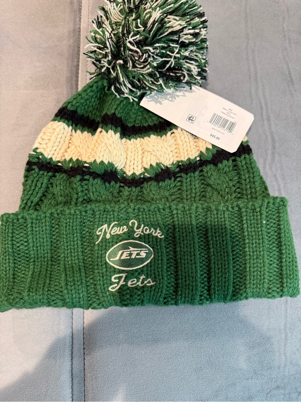 47 Brand New York Jets Knit Pom Beanie - Green/Cream/Black